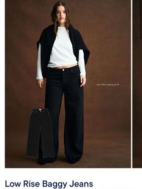 Low-Rise Baggy Wide-Leg Jeans in Black